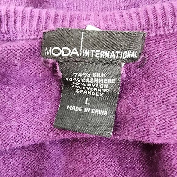 Moda International Size Large Silk Cashmere Blend Long Sleeve Sweater Dress low - Picture 5 of 5